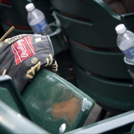 AL KALINE LONE BASEBALL GLOVE AT COMERICA. PHOTO AMI NICOLE / ACRONYM