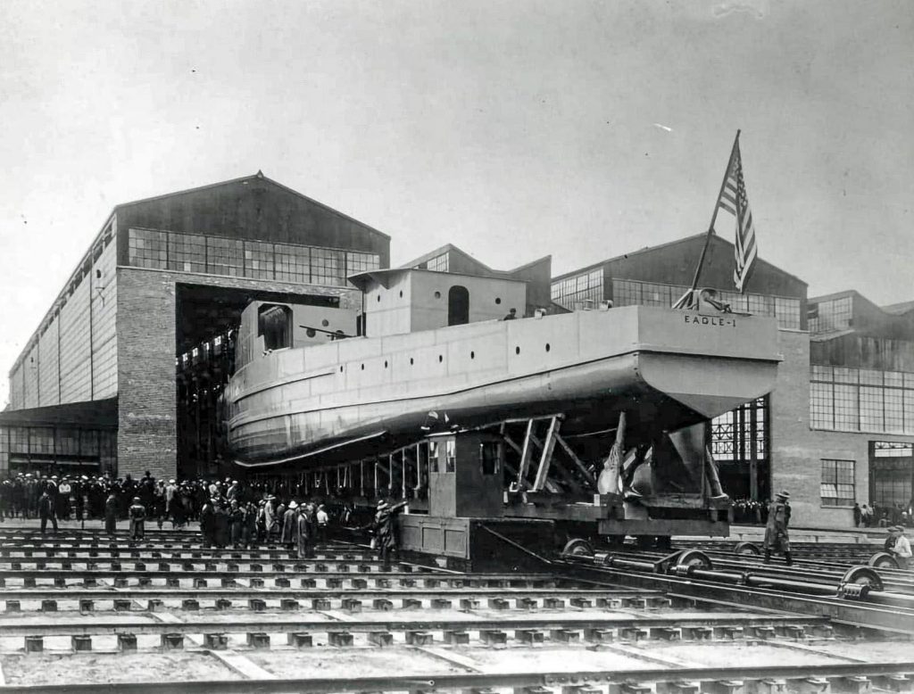 EAGLE BOAT 1 BEING LAUNCHED AT ROUGE
