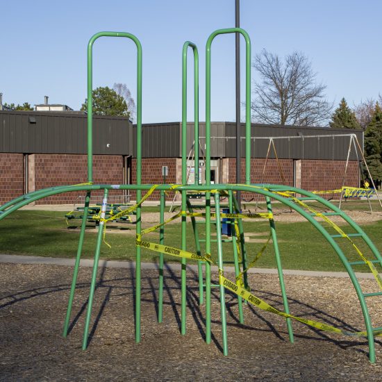 TEACHING AMID PANDEMIC: THE PLAYGROUND OF A METRO DETROIT SCHOOL REMAINS CLOSED AMID THE COVID-19 CRISIS. PHOTO JOHN BOZICK