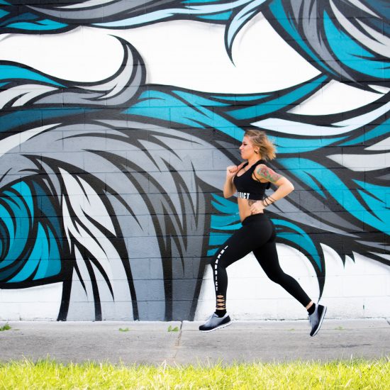 JESSICA ANN WORKOUTS WEARING INKADDICT, RUNNING BY MALT ARTWORK. PHOTO AMI NICOLE / ACRONYM
