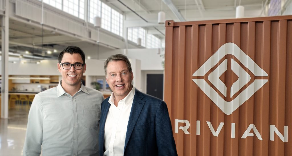RJ SCARINGE, RIVIAN FOUNDER AND CEO, AND FORD EXECUTIVE CHAIRMAN BILL FORD ANNOUNCE A $500 MILLION FORD INVESTMENT IN RIVIAN. THROUGH A STRATEGIC PARTNERSHIP, FORD WILL DEVELOP AN ALL-NEW, NEXT-GENERATION BATTERY ELECTRIC VEHICLE FOR FORD’S GROWING EV PORTFOLIO USING RIVIAN’S SKATEBOARD PLATFORM.