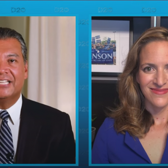 ALEX PADILLA AND JOCELYN BENSON, THE SECRETARIES OF STATE FOR CALIFORNIA AND MICHIGAN STRESS THE IMPORTANCE OF VOTING DURING THEIR SPEAKING TIME.