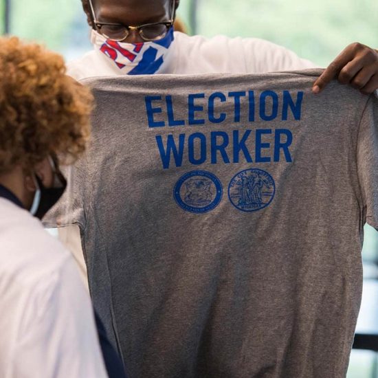 DETROIT PISTONS ELECTION WORKER'S. PHOTO CHRIS SCHWEGLER/DETROIT PISTONS