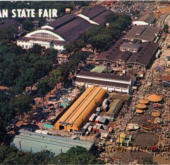 THE MICHIGAN STATE FAIRGROUNDS IN DETROIT AS SEEN ON AN OLD POSTCARD. PHOTO COURTESY OF DETROIT HISTORICAL SOCIETY