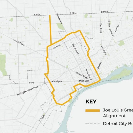 THE JOE LOUIS GREENWAY ROUTE.
