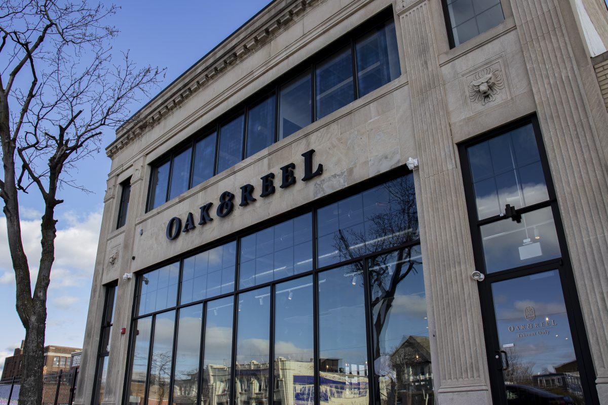 STONE BUILDING WITH A SIGN ON IT // OAK & REEL, LOCATED IN THE MILWAUKEE JUNCTION NEIGHBORHOOD. PHOTO JOHN BOZICK
