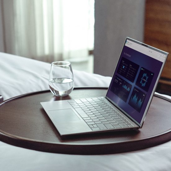 spring / a laptop on the table