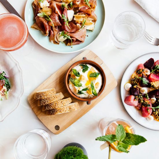 PLATED FOOD AND DRINK AT SHINOLA HOTEL; SAN MORELLO; EEBERGER