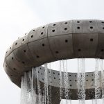 hart plaza Detroit shower landmark