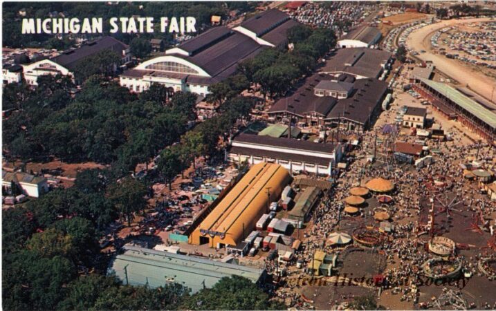 THE MICHIGAN STATE FAIRGROUNDS IN DETROIT AS SEEN ON AN OLD POSTCARD. PHOTO COURTESY OF DETROIT HISTORICAL SOCIETY