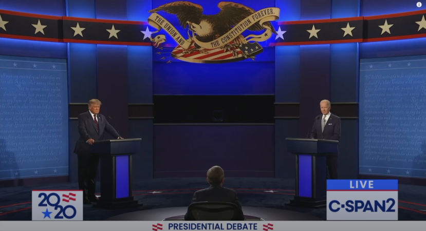 THE DEBATE BETWEEN DONALD TRUMP AND JOE BIDEN.