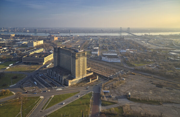 AERIAL VIEW OF MICHIGAN CENTRAL LOOKING SOUTHEAST. COURTESY OF FORD