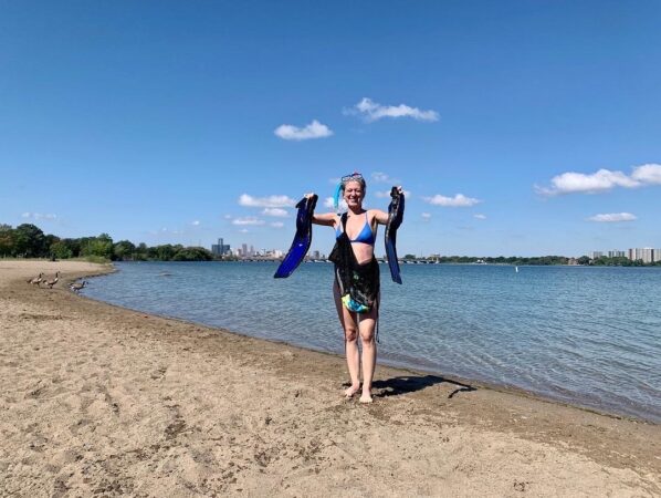 GENEVIEVE RATTRAY PULLING TRASH OUT OF THE DETROIT RIVER