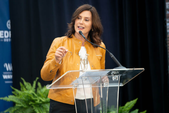 GOV. GRETCHEN WHITMER SPEAKS AT PRESS CONFERENCE PHOTO AMI NICOLE / ACRONYM