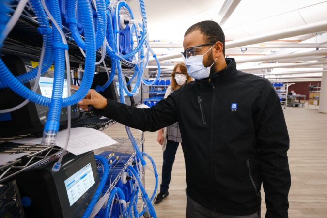 VENTILATORS AT THE GM MANUFACTURING FACILITY IN KOKOMO, IN. GM AND VENTEC LIFE SYSTEMS PARTNER DURING COVID-19. PHOTO AJ MAST FOR GM