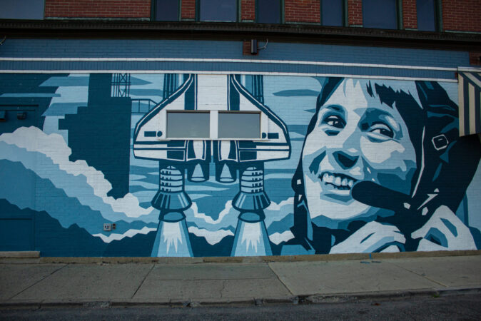 THE MURAL OF FEMALE ASTRONAUT CRISTOFORETTBY ORTICANOODLES OUTSIDE OF SUPINO PIZZA IN EASTERN MARKET. PHOTO JOHN BOZICK