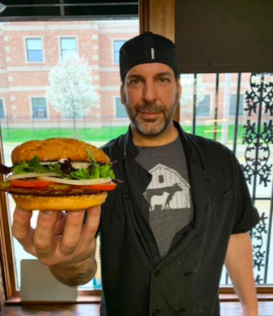 PETE LACOMBE, OWNER AND CHEF OF VEGAN CHILI MUSTARD ONIONS