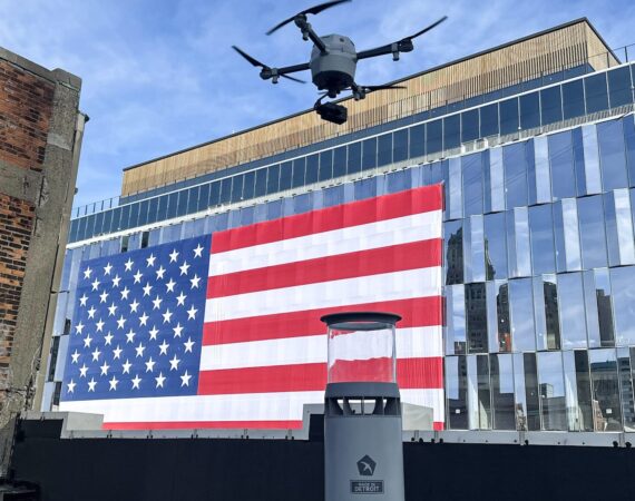 BIRDSTOP DRONE OVER HUDSON'S BUILDING