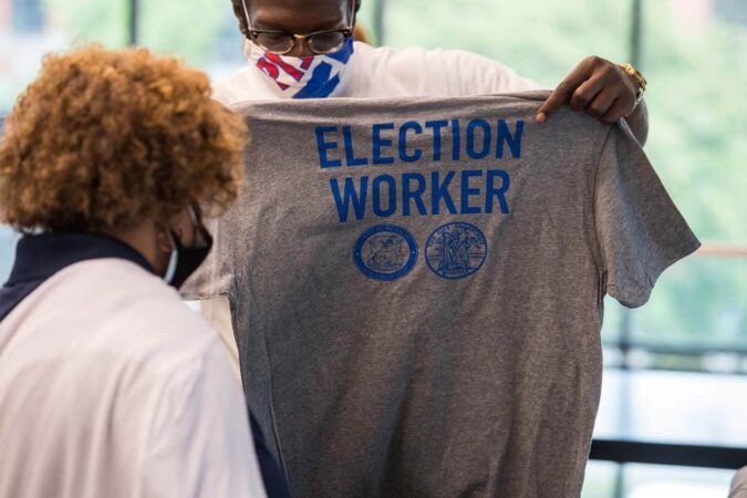 DETROIT PISTONS ELECTION WORKER'S. PHOTO CHRIS SCHWEGLER/DETROIT PISTONS