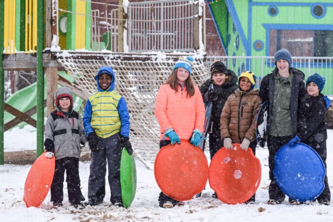 SLEDDING AT VALADE PARK, PHOTO DETROIT RIVERFRONT